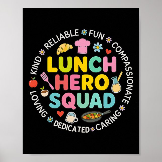 Lunch Lady Squad Lunch Hero Squad Snygg Tillbaka T Poster (Framsidan)