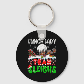 Lunch Lady Team Sleighs Juljobb Santa Sleigh Först Nyckelring