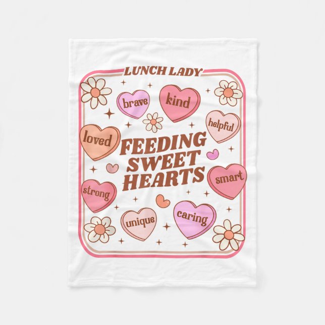 Lunch Lady Valentines Day Retro Cute Cafeteria Swe Fleecefilt (Framsidan)