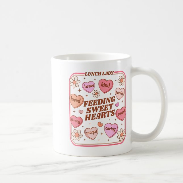 Lunch Lady Valentines Day Retro Cute Cafeteria Swe Kaffemugg (Höger)