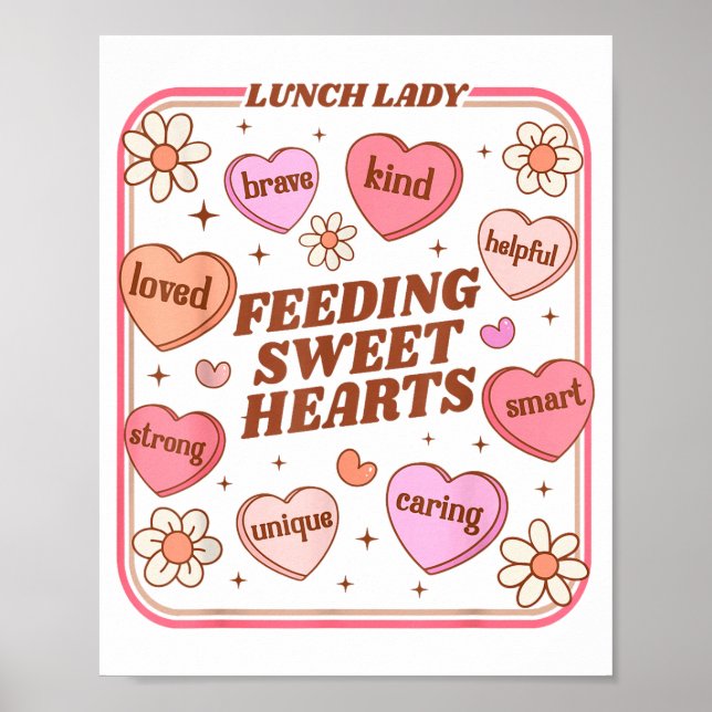 Lunch Lady Valentines Day Retro Cute Cafeteria Swe Poster (Framsidan)