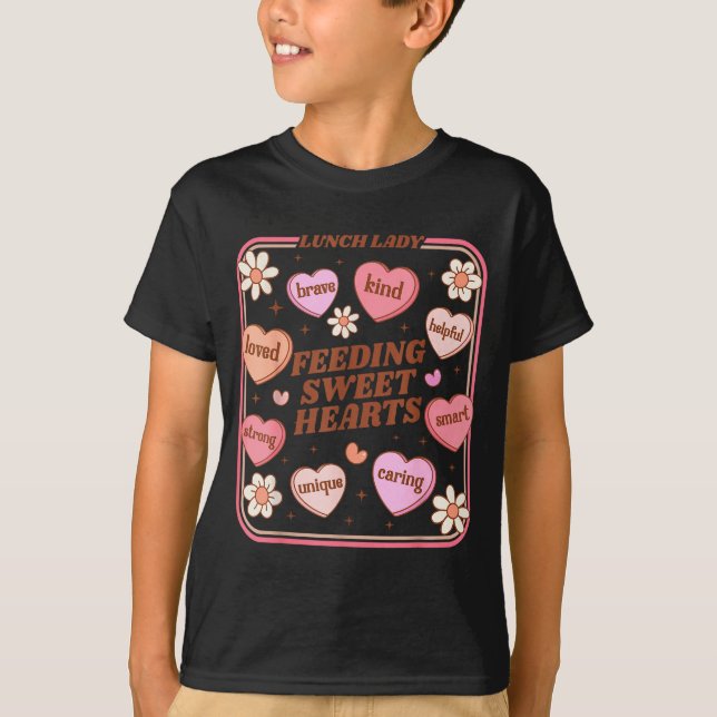 Lunch Lady Valentines Day Retro Cute Cafeteria Swe T Shirt (Framsida)