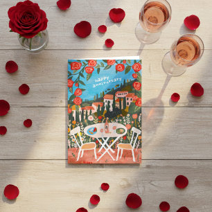 Lunch med en minnesminnesdag, landsidesgouache kort