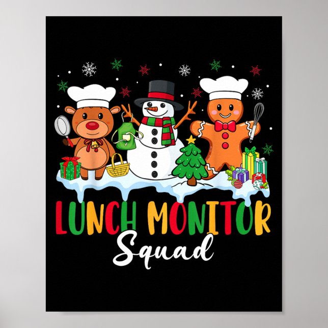 Lunch Monitor Squad Reindeer Snowman Gingerbread C Poster (Framsidan)