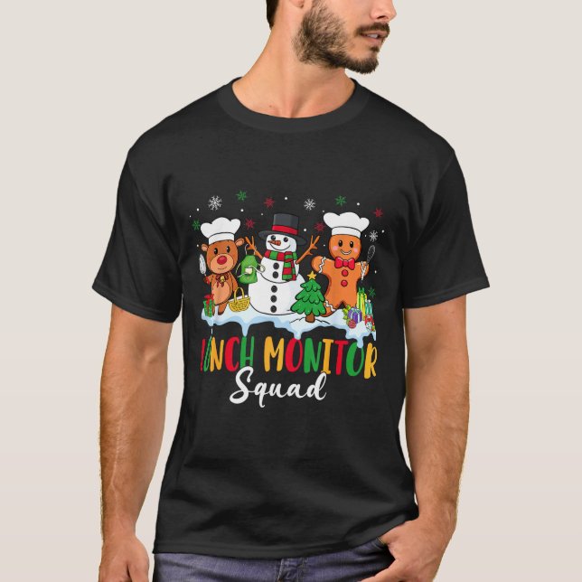 Lunch Monitor Squad Reindeer Snowman Gingerbread C T Shirt (Framsida)
