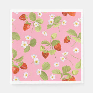 Lunch Napkins Rosa Strawbär Pappersservett