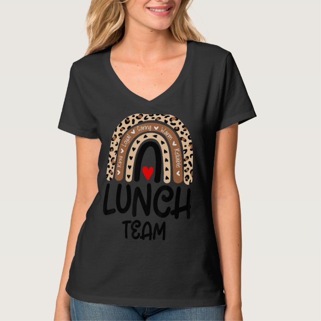 Lunch Team Group Leopard Matching School Spirit Da T Shirt (Framsida)