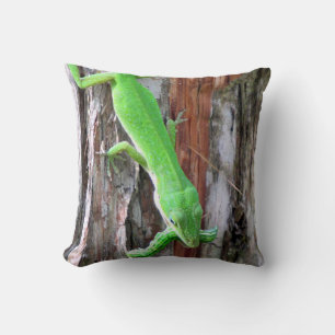 Lunch Vem? Grönt Anole (Lizard) Pillow Kudde