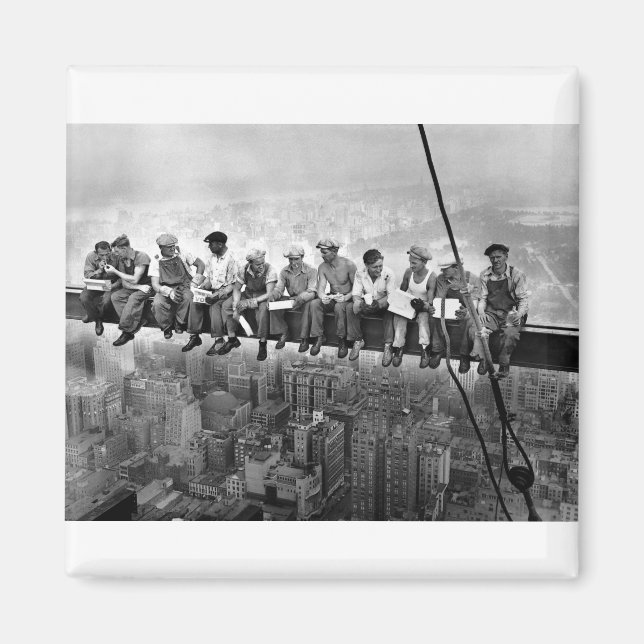 Lunch vid en Skyscraper 1932 Magnet (Framsidan)