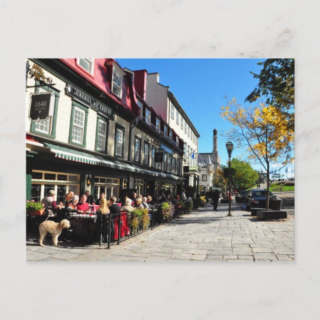 Lunch Vieux Quebec City Street Canada Postcard Vykort (Framsida)