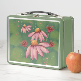 Lunchbox för rosa och Grönt Blommigt