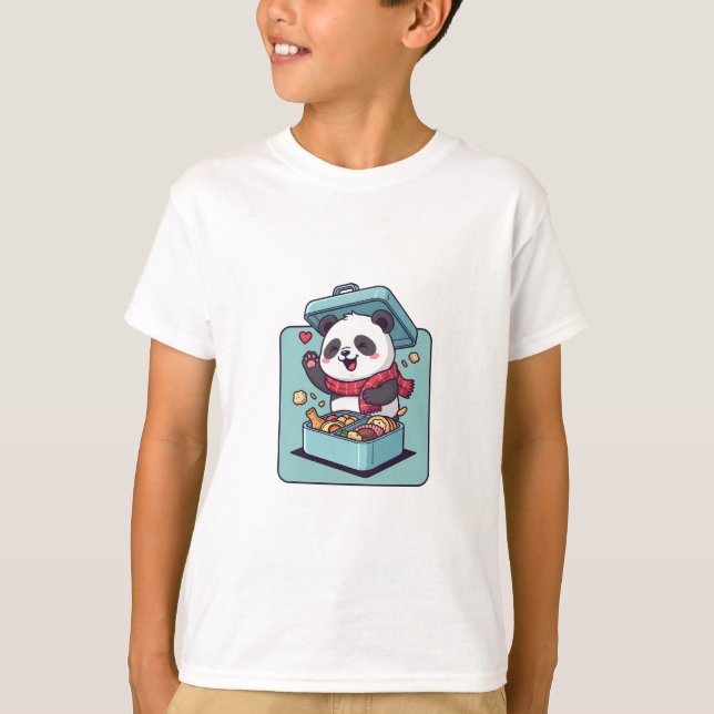 Lunchbox Panda Snabbmat Barn T Shirt (Framsida)
