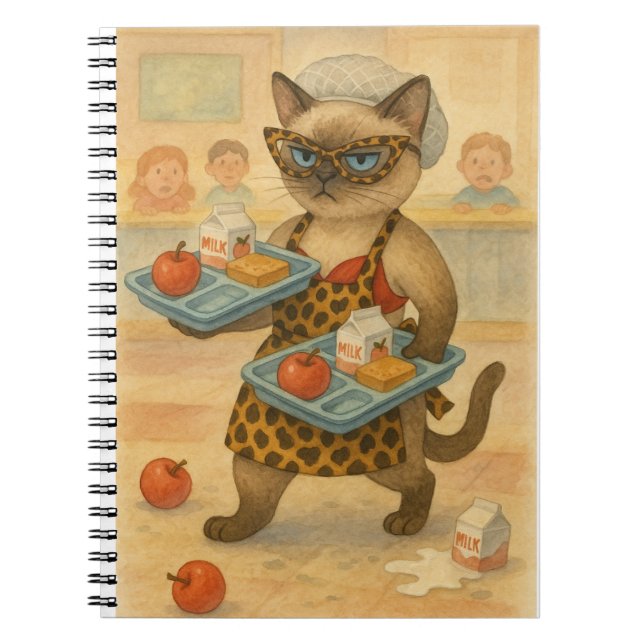 Lunchdamen serverar mat i skolan  anteckningsbok (Framsidan)