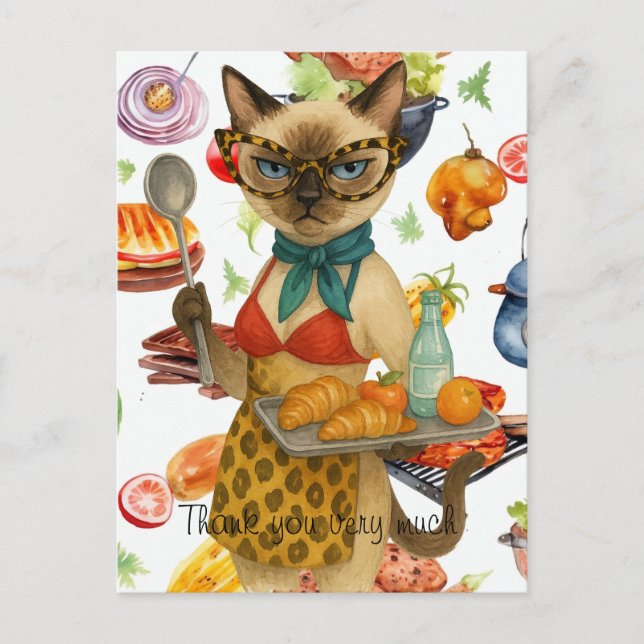 Lunchdamen serverar mat vykort (Framsida)