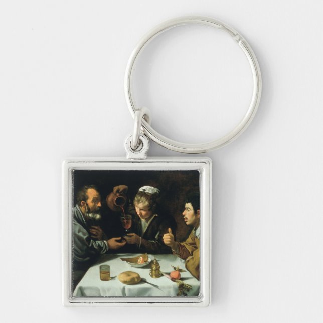 Lunchen, 1620 fyrkantig silverfärgad nyckelring (Framsidan)