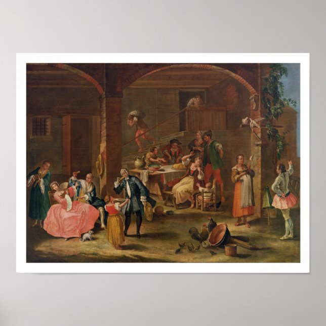 Lunchen i Land (olja på canvas) Poster (Framsidan)