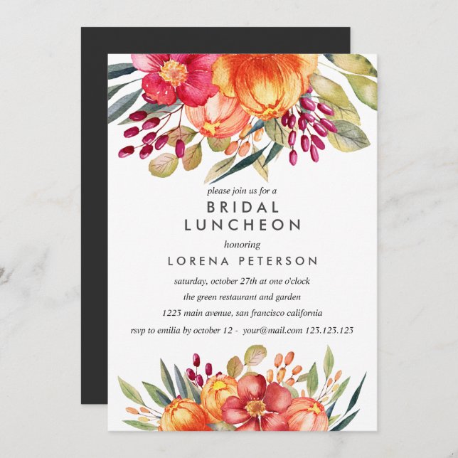 Luncheon Bröllop, vit Möhippa Inbjudningar (Fram/baksida)