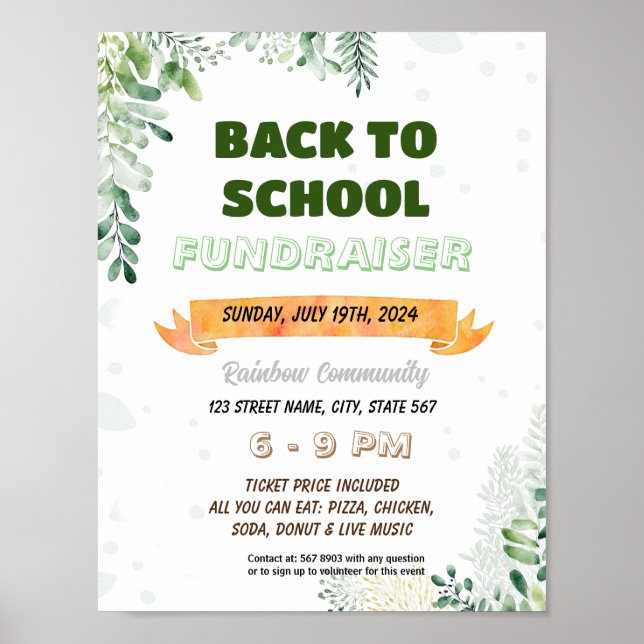 Luncheon-flygare för redigerbar Greenery-avskrivni Poster (Framsidan)