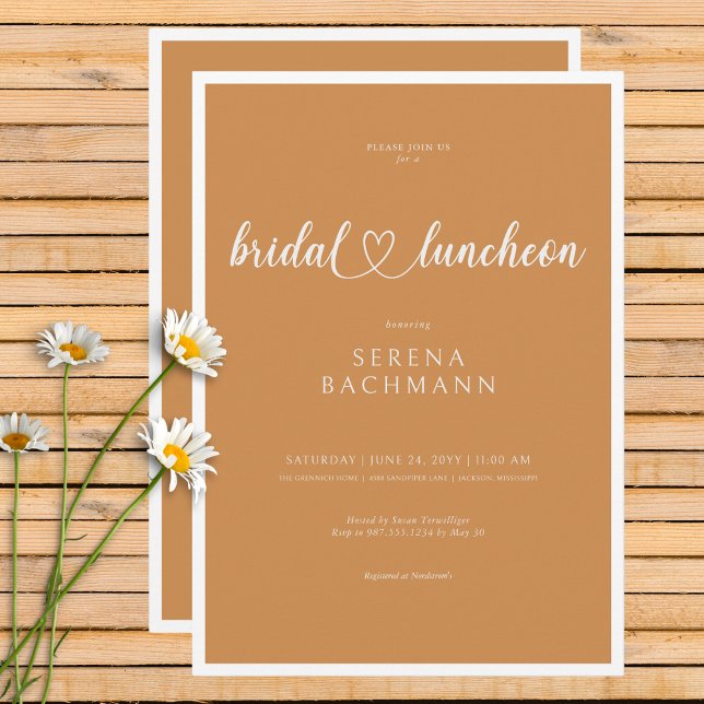Luncheon för Modern Romantic Minimum Rust Möhippa  Inbjudningar (Modern Romantic Minimal Rust Bridal Luncheon Invitation)