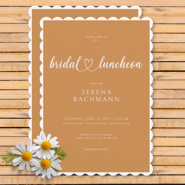 Luncheon för Modern Romantic Minimum Rust Möhippa  Inbjudningar (Modern Romantic Minimal Rust Bridal Luncheon Invitation)