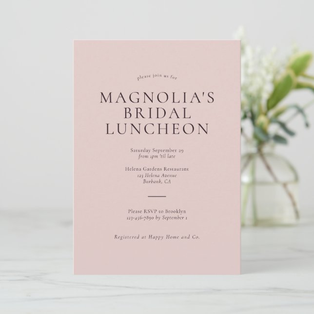 Luncheon-inbjudan för rosa-minimalistisk Möhippa Inbjudningar (Stående Fram)
