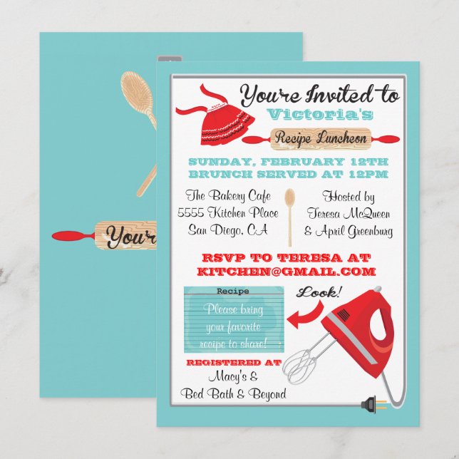 Luncheon-inbjudningar för återkök inbjudningar (Fram/baksida)