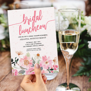 Luncheon Shower för rosa Blommigt Möhippa Inbjudningar