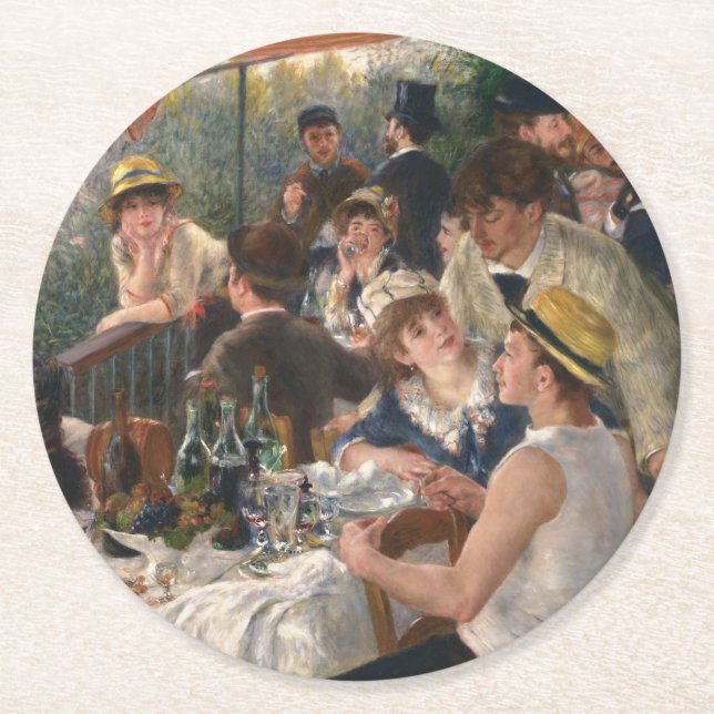 Luncheon the Boating Party - Auguste Renoir Underlägg Papper Rund (Framsidan)