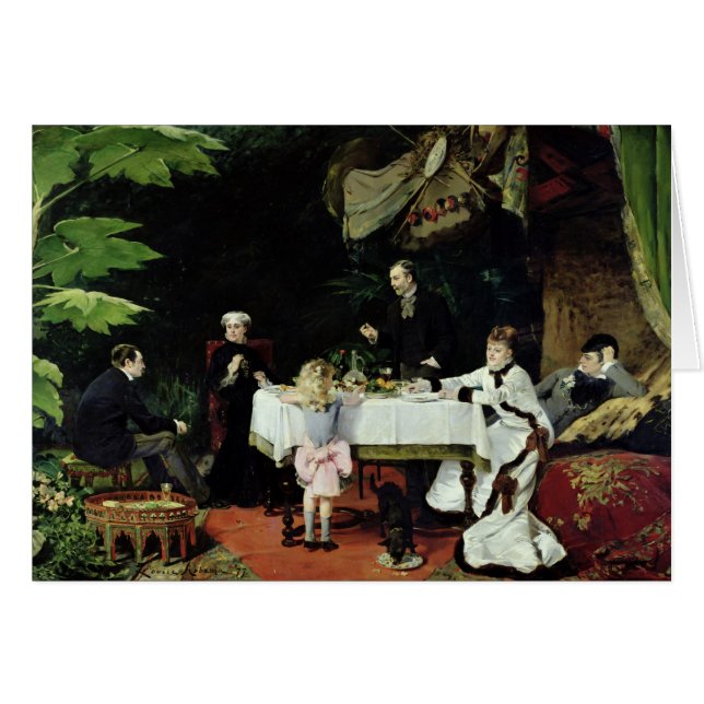Luncheonen i drivhuset, 1877 hälsningskort (Framsidan Horizontal)