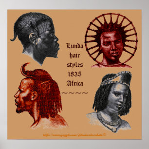 Lunda Hairstyle 1835-Southern Congo Afrika Poster