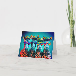 Lunda Zebröder Cute Zoo Animals Party Hats Glass Tack Kort