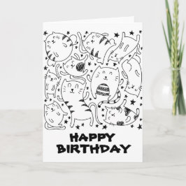 Lunddkatter doodles grattis på födelsedagen kort
