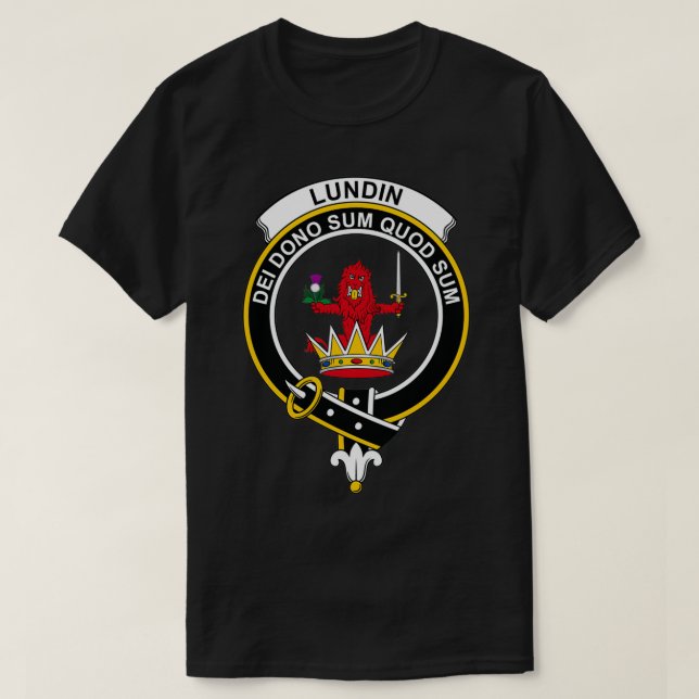 Lundin Vapensköld Tartan Klan Scottish Klan T Shirt (Design framsida)