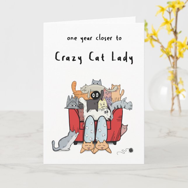 Lundnyårskort för Cat Lovers Kort (Gul blomma)