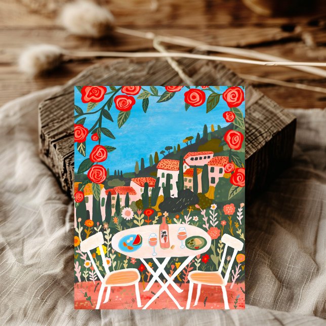 Lundra med en View Countryside Gouache-målning Vykort (Lunch with A View Countryside Gouache Painting Postcard
)