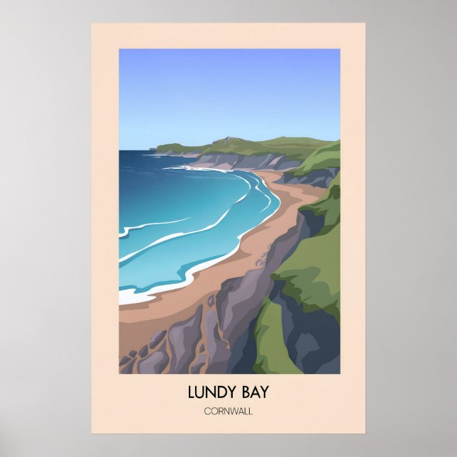 Lundy Bay Cornwall Modern resemålning affisch (Framsidan)