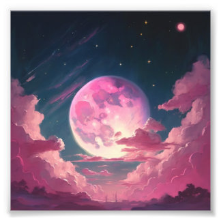 Lune pleine rose fototryck