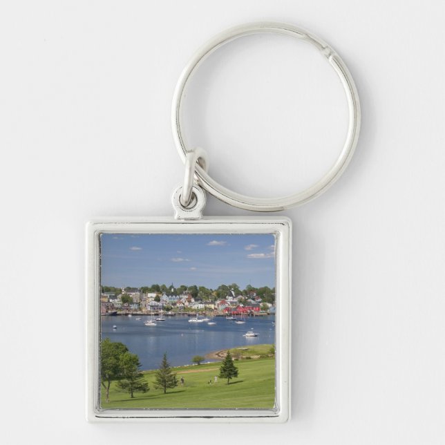 Lunenberg, Nova Scotia, Kanada. Fyrkantig Silverfärgad Nyckelring (Framsidan)