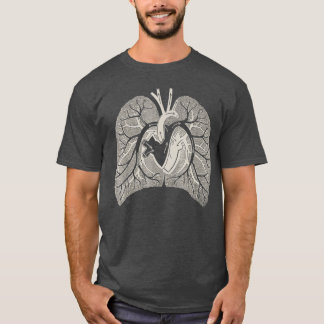 Lung Anatomy Human Hjärtlungor Vintage T Shirt