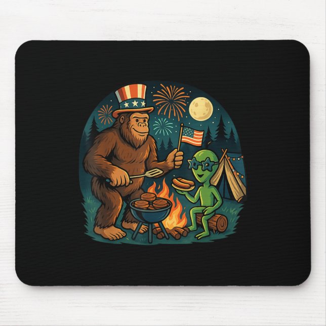 Lung Bigfoot Alien Bbq Campfire 4:e juli Ameri Musmatta (Framsidan)