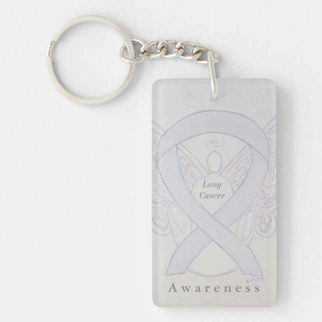 Lung Cancer Angel Awareness Ribbon Keychain (Framsidan)