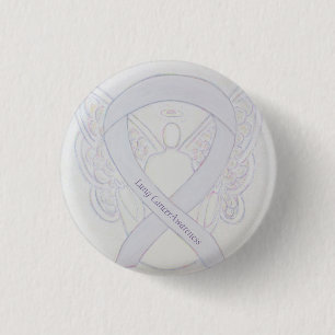 Lung Cancer Awareness Angel Pearl Ribbon Button Knapp