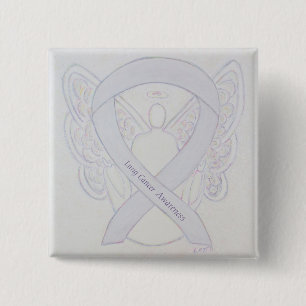 Lung Cancer Awareness Angel Pearl Ribbon Button Knapp