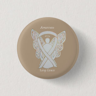 Lung Cancer Awareness Angel Ribbon Art Pin Knapp