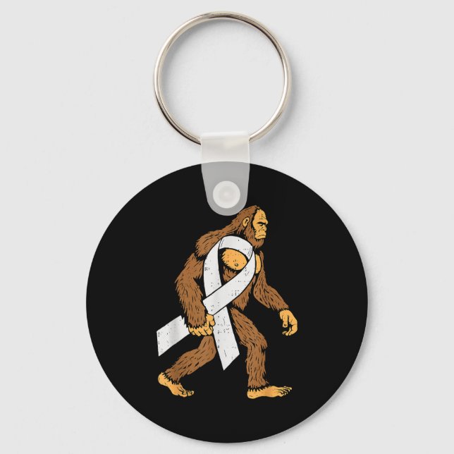 Lung Cancer Awareness Bigfoot White Ribbon Suprt M Nyckelring (Framsida)