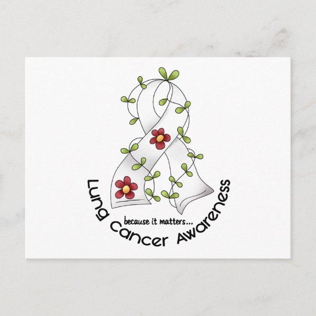 Lung Cancer Awareness FLOWER RIBBON 1 Vykort (Framsida)