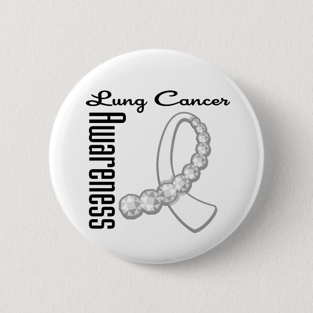 Lung Cancer Awareness Gemstone Ribbon Knapp (Framsida)