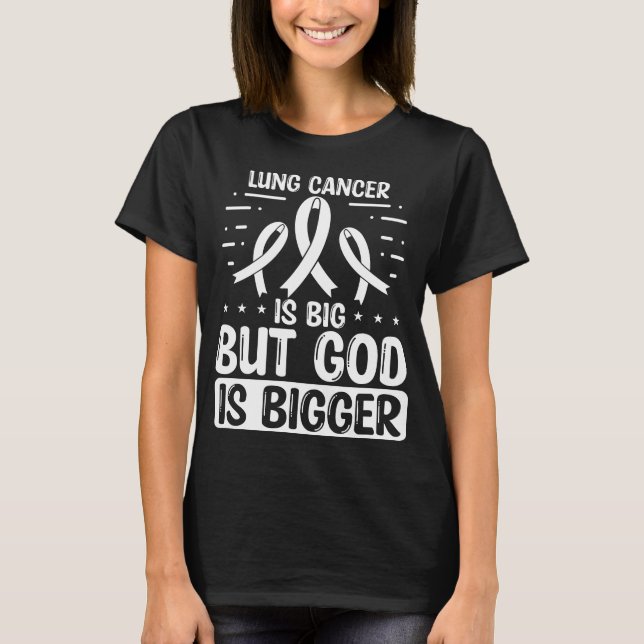 Lung Cancer Awareness God Lung Cancer Ribbon T Shirt (Framsida)