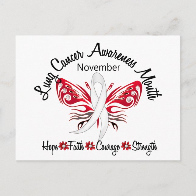 Lung Cancer Awareness Month Butterfly 3.2 Vykort (Framsida)