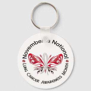 Lung Cancer Awareness Month Butterfly 3.3 Nyckelring